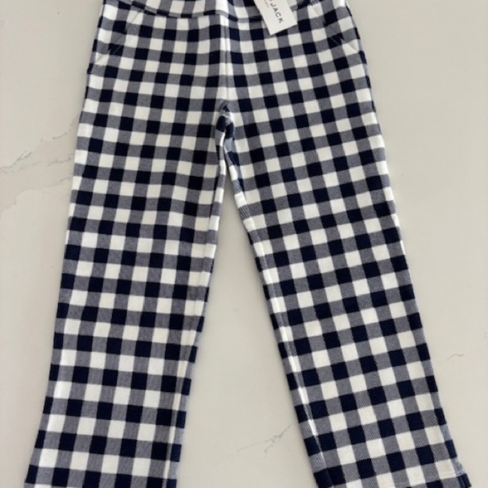 Janie and Jack Navy and White Gingham Ponte Pants